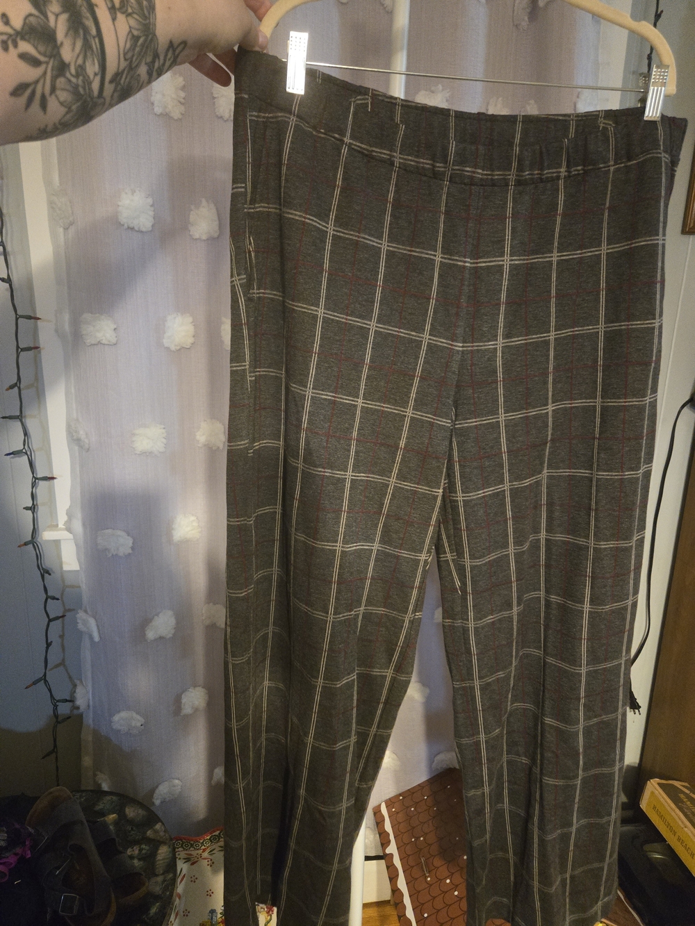 J.Jill 3X Plaid Pull-On Pants Gray Burgundy NWT $109